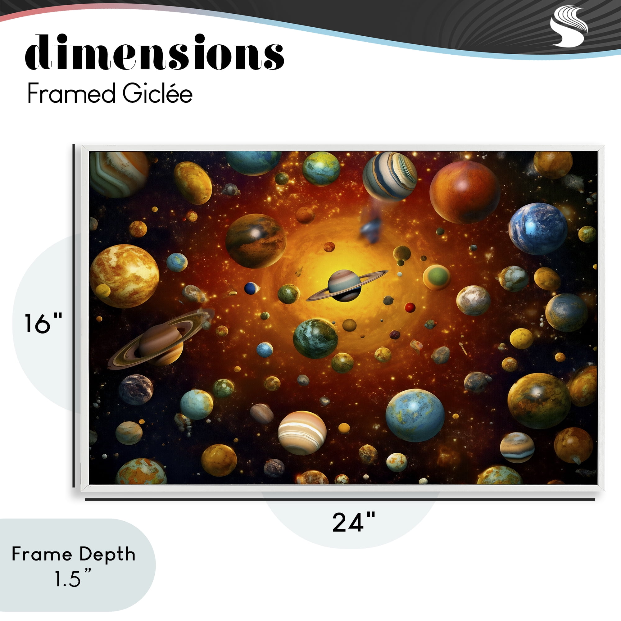 Stupell Industries Cosmic Marbles Galaxy White Framed Giclee Art, design by Ray Powers