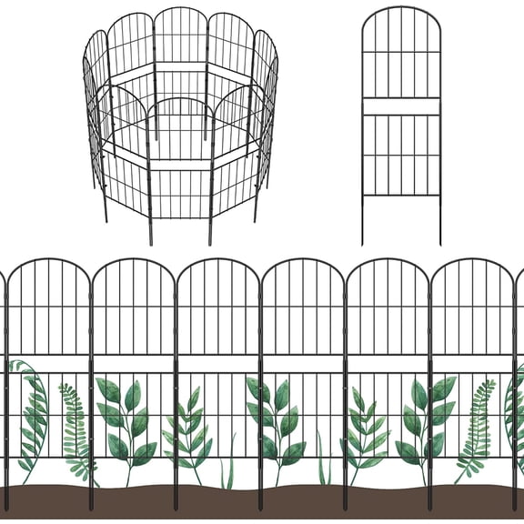 Decorative Garden Fence Fencing 15 Pack, 36in (H) x 15ft (L) Rustproof Metal Wire Panel Border Animal Barrier for Dog, Flower Edging for Yard Landscape Patio Outdoor Decor, Arched