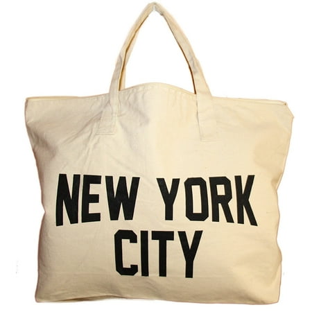 NYC Zippered Tote Bag 100% Cotton Canvas New York City Beach Shopping