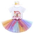 thumbnail image 6 of IBTOM CASTLE Baby Girls Boho Rainbow Sun 1st Birthday Outfit Romper Tutu Skirt Headband 3PCS Clothes Set for Cake Smash Photo Prop, 6 of 8