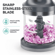 LINKChef Food Chopper, 3 Cup Food Processor, 260W Power Grinder with 4 Bi-Level Blades, Grey