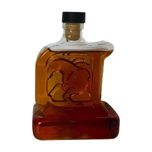 Glass Bottle With Stopper 150 ml Borosilicate Whiskey Decanter Portable Wolf Design Lead Free Heat Resistant Beverage Container