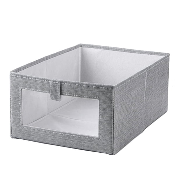 Contenedores de Almacenamiento de Tela con Ventana, Organizadores de Armario Plegables para Estantes, Organizadores de Cajones, Paquete de 2 Gris SóLido
