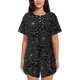 thumbnail image 1 of Balery Spider Web Black Conjunto de Pijama para Mujer con Estampado, Dos Piezas de Manga Corta y Shorts, Ropa de Dormir Suave con Cuello Redondo y Bolsillos-Large, 1 of 6