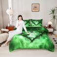 thumbnail image 4 of Feelyou Green Thorny Rose Full Size Comforter Sets for Couple, Gothic Spider Web Bedding Comforter Set, Romantic Love Heart Reversible Bedding Sets, Ultra Soft Bedroom Decor, 3 Pieces, 4 of 8