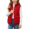 thumbnail image 2 of Kids Sleeveless Puffer Vest Zip Up Quilted Jacket with Flap Pockets Size 12-14, 2 of 9