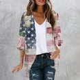 thumbnail image 5 of Otvok Women's Independence Day Sunscreen Fashionable Casual Printed 3/4 Sleeve Chiffon Cardigan Tops, 5 of 7