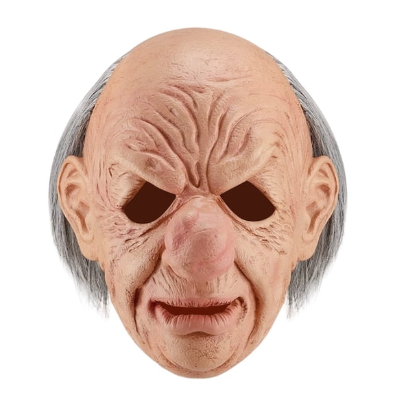 Leeye Halloween Realistic Grandpa Latex Mask, Scary Man Full Head Mask for Adults Cosplay Party, Beige, 12.99in