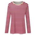 thumbnail image 5 of felwors Womens Shirts Fall Oversized Striped - Long Sleeve Cerwneck Loose Fit Tops 2026 Trendy Comfortable Office & Casual Wear (Red, S), 5 of 5
