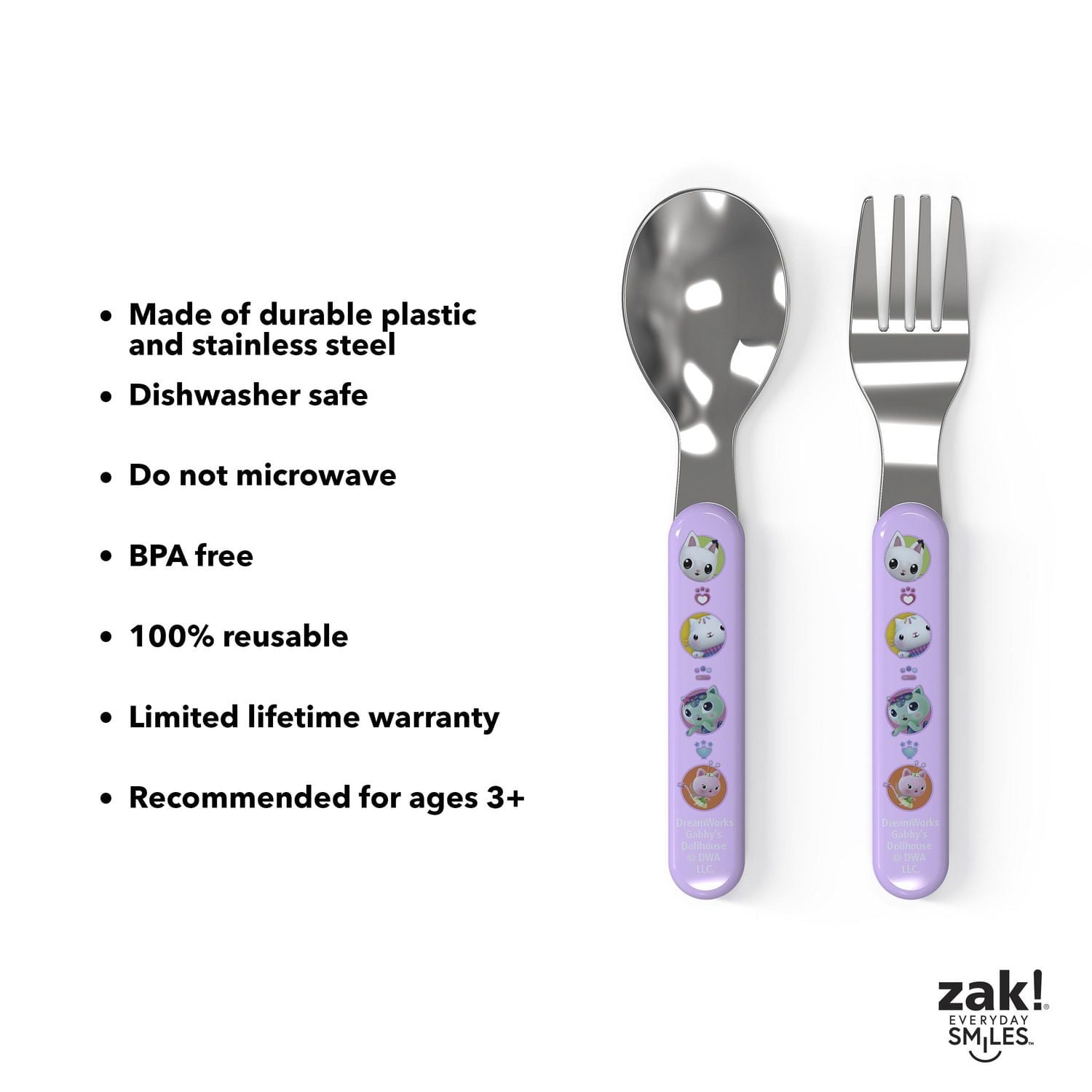 Zak Designs Gabby's Dollhouse 2pc Cutlery Set