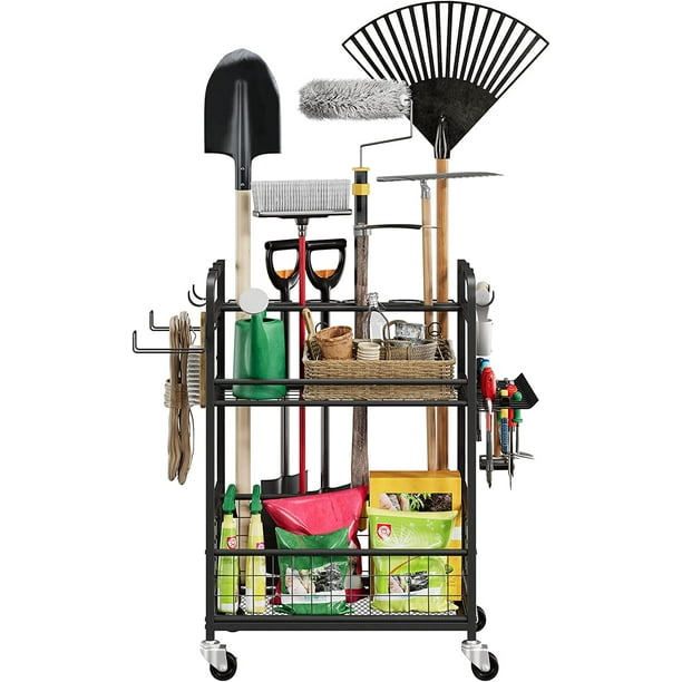 Garage Tool Storage Rack, Garden Tool Organizer,Utility Rack,Holds Yard