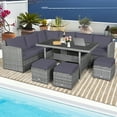 thumbnail image 4 of Gymax Ensemble de Conversation pour Terrasse en Rotin 7 Pcs, Sectionnel, avec Coussins Gris, 4 of 10