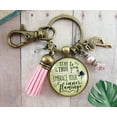 thumbnail image 3 of Flamingo Gutsy Goodness Bronze Keychain Stay True To You Quote Tropical Fun Jewelry Pink Tassel Charm, 3 of 7