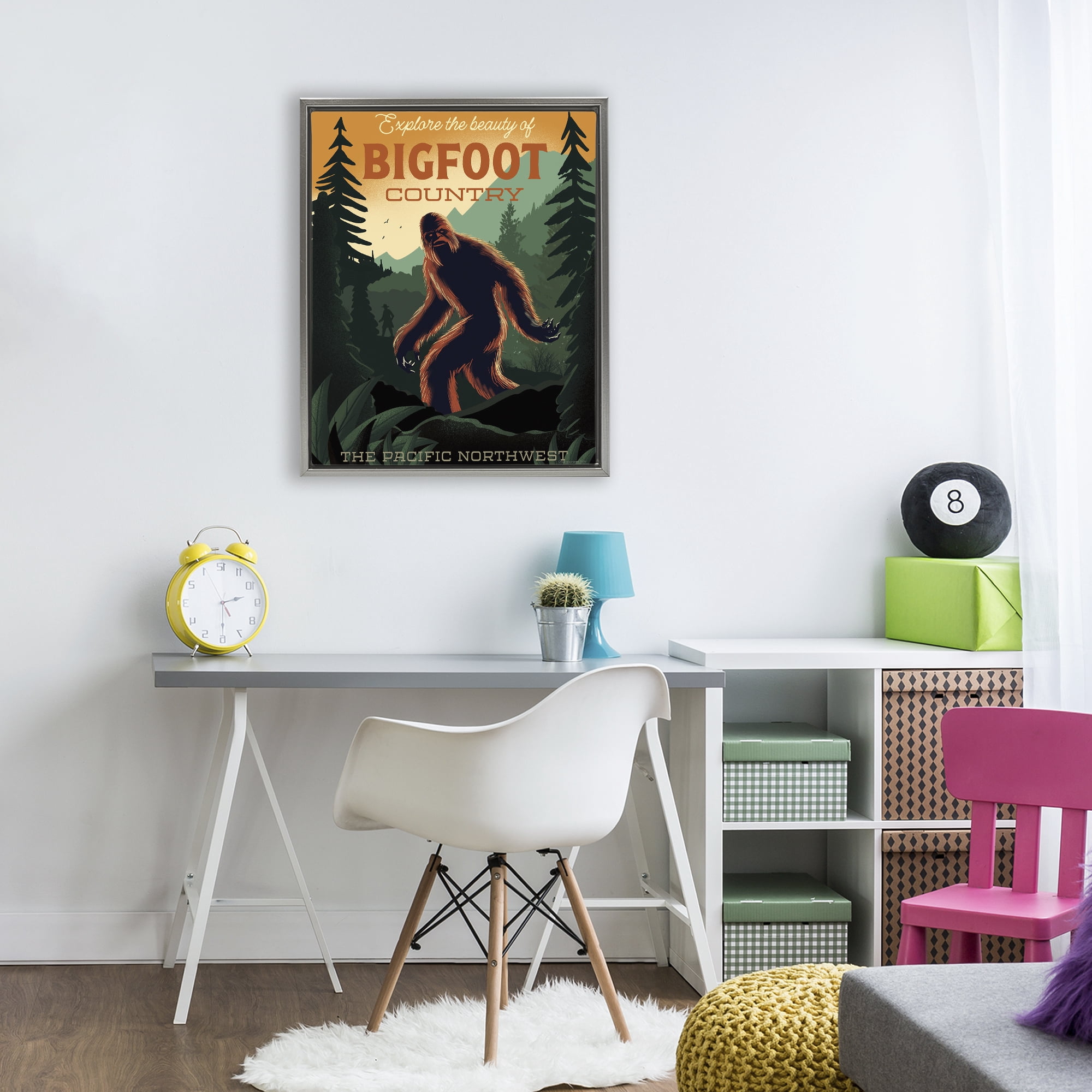 Stupell Industries Cryptid Tourism Wildlife Gray Framed Floater Canvas Wall Art, design by Omar Escalante