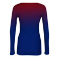 thumbnail image 5 of Women's Winter Slim-Fit Base Layer T-Shirt Fashionable Gradient Color Print V-Neck Pullover Long-Sleeved Top for Layering and Style,Dark Blue,M, 5 of 6