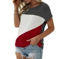 thumbnail image 2 of Sherrylily Women Short Sleeve Color BlockTops Casual Summer Fashion T-Shirt, 2 of 4