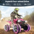 thumbnail image 4 of Funcid 24V 2-Seater Kids ATV, 4 Wheeler Electric Ride on Car with Steel Frame and 400W Motors, Ride on Toy for Kids 3-10 Years w/ Bluetooth, Music, LED Lights, Pink, 4 of 11