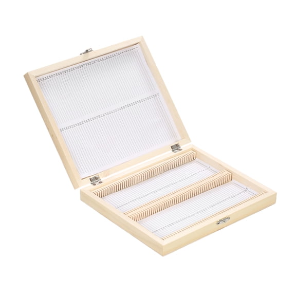 Slides 100-Places Wooden Slide Storage Box With Numbered Slots Contents Sheet For Prepared Microscope Slides