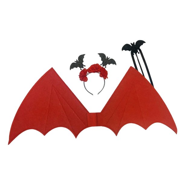 3 piezas de accesorios para disfraz de diablo de Halloween, fáciles de usar, multiusos, alas de 60x30 cm Rojo