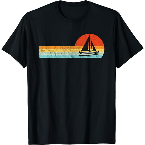 Vintage Sailboat Retro Sunset Boat Captain Sailing Gear T-Shirt
