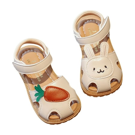 Loliuicca Girl Sandals Breathable Soft Sole Closed Toe Flat Summer Shoes