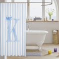 thumbnail image 3 of Manfei Geometric Lines Shower Curtain 72Wx78L,Blue Letter K Design Bath Curtain, 3 of 5