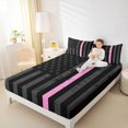 thumbnail image 3 of Manfei Usa Flag Queen Sheets,Geometric Stripe Queen Sheet Sets,Black Gray Pink,4-Piece,1 Flat Sheet, 1 Fitted Sheet and 2 Pillowcases, 3 of 6