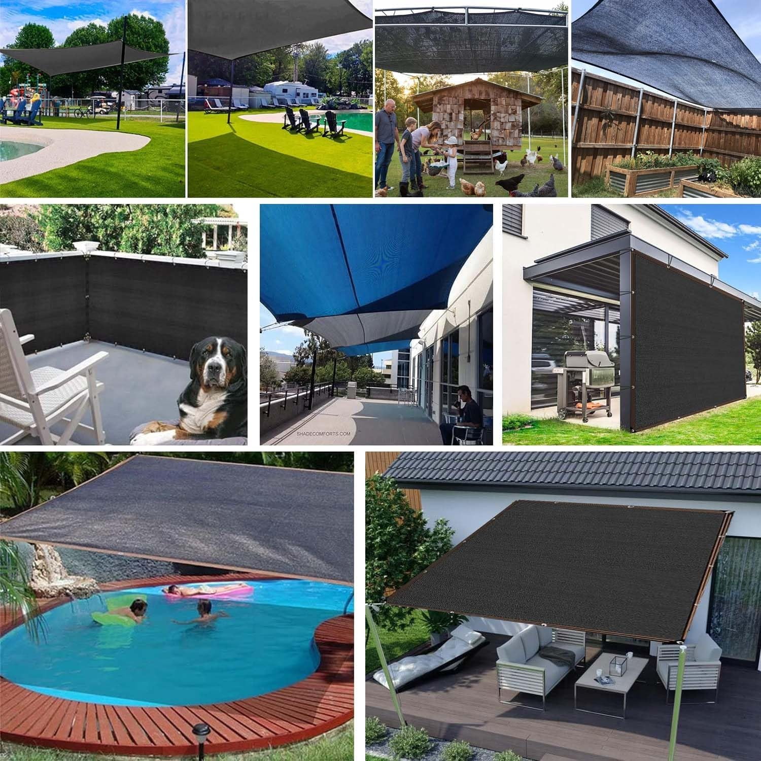 Black 90% Shade Cloth,6.5x6.5 FT Tear Resistant Sun Shade Net with Reinforced Grommet,Durable Garden Shade Tarp Cover for Greenhouse,Plant Cover, Chicken Coop,Patio and Pergola