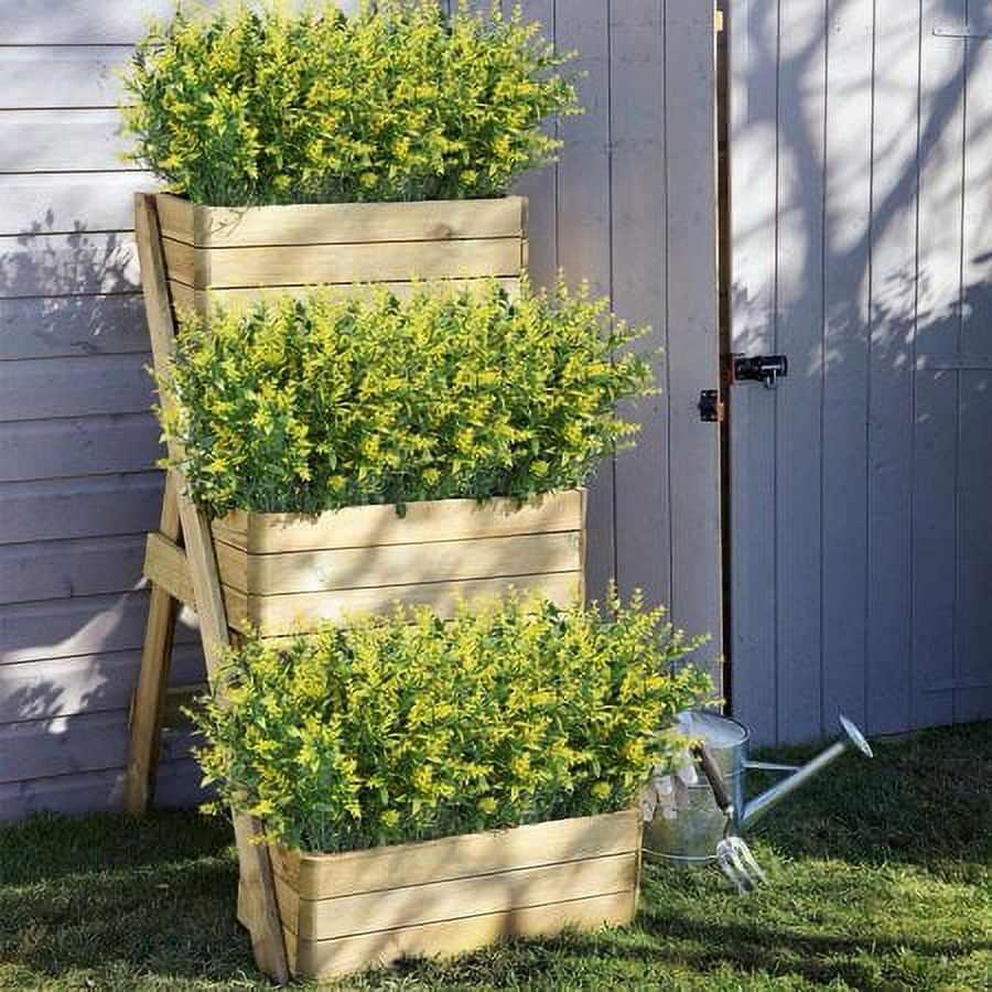 Baumaty 24 Bundles Outdoor Artificial Lavender Fake Flowers UV Resistant Shrubs, Faux Plastic Greenery for Indoor Outside Hanging Plants Garden Porch Window Box Home Wedding Farmhouse Decor (Yellow)