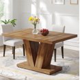 thumbnail image 1 of Fnova 47.24" Rectangular Farmhouse Dining Table, Wood Coffee Table for 4 People, Modern Kitchen Table for Dining Room, Brown (Chairs Not Included), 1 of 10