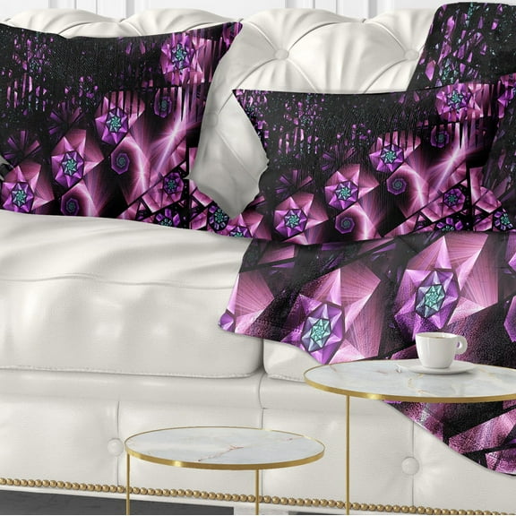Designart Purple Radiance of Starry Sky - Abstract Throw Pillow - 12x20