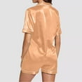 thumbnail image 7 of Pajama Set, Comdrip Womens Pajamas Set Button Down 2 Piece Satin Shorts Set Ruffle Notch Collar Sleepwear Womens Pajamas M M, 7 of 7