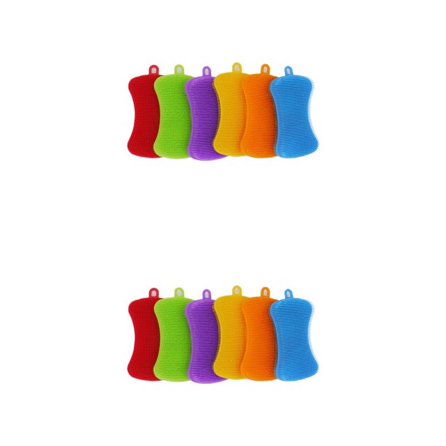 bedienty Silicone Dish Washing Sponge Scrubber Kitchen Cleaning Dish Tool Soft Cleaning Brush Kitchen Tool 2Set