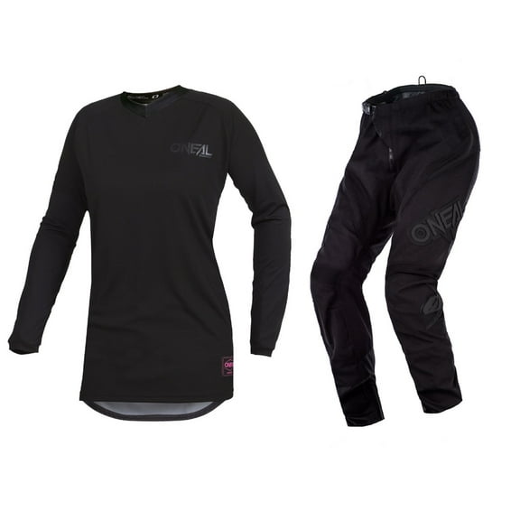 O'Neal 2025 Womens Element Classic Motocross Offroad Jersey Pant Combo Black (Womens Small, 1/2)