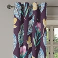 thumbnail image 3 of Ambesonne Leaf Print Grommet Curtain, Nature Vibes Leaves Art, 50"x120", Plum and Multicolor, 3 of 5