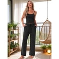 thumbnail image 3 of DARING DIVA Women's Pajama Set Cami Jersey Knit Adjustable Spaghetti Strap Pants XS Black, 3 of 7
