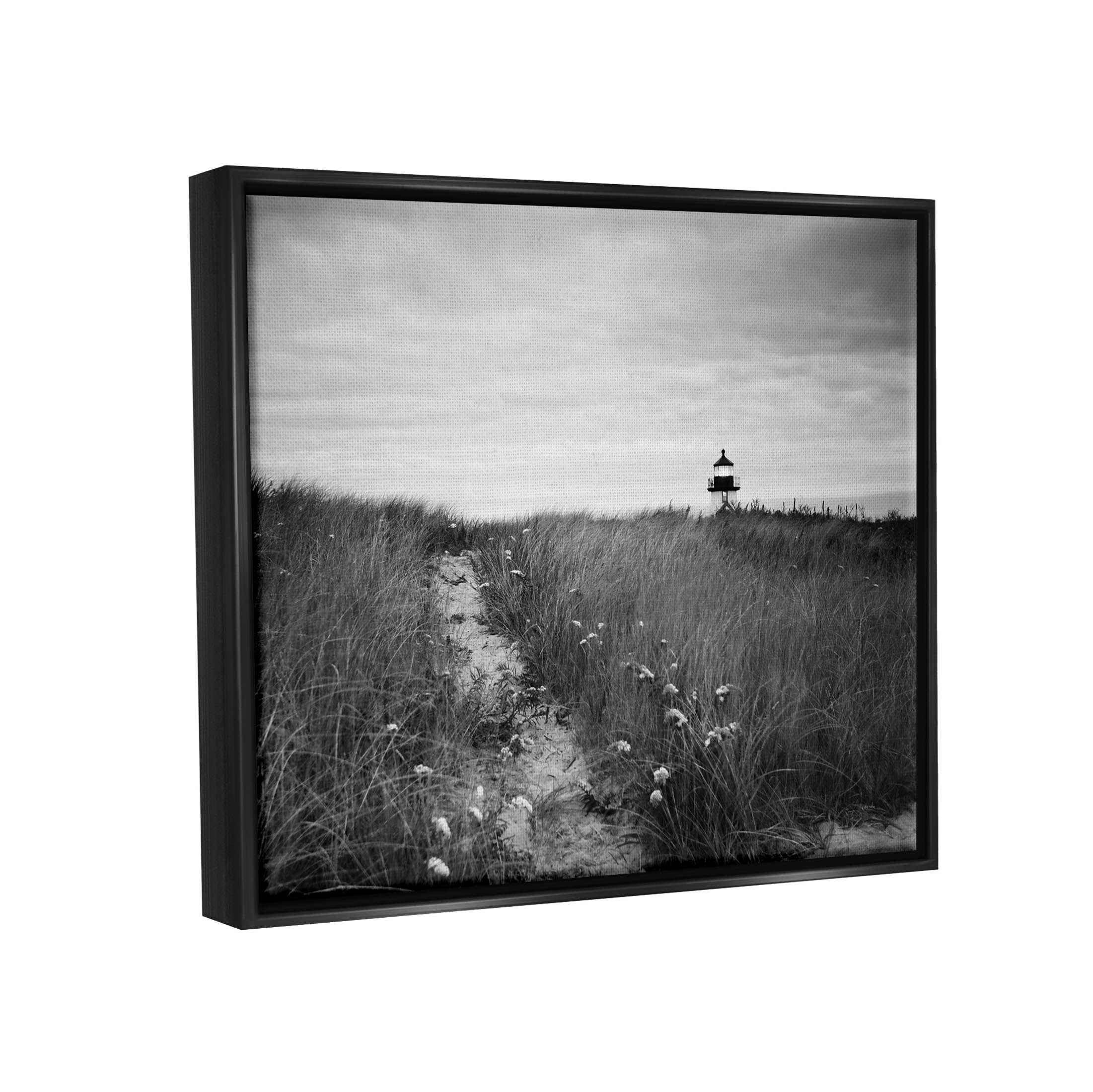 Stupell Industries Nantucket Light Distant Lighthouse Photograph Jet Black Floating Framed Canvas Print Wall Art, Design by Aledanda
