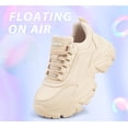 thumbnail image 4 of LUCKY STEP Chunky Sneakers for Women Fashion Platform White Leather Casual Dad Shoes,Beige, 4 of 11