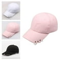 thumbnail image 5 of Whoamigo Unisex Metal Ring Baseball Cap - Korean Streetwear Style, Adjustable, 5 of 21
