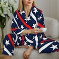 thumbnail image 4 of Goofa Patriotic Star Printed Women’s 2 Piece Pajama Set Super,Pajamas Women's Long Sleeve Sleepwear Soft Button Down Loungewear Pjs Lounge Set Nightwear-Large, 4 of 9