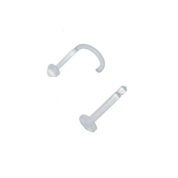 2 Nose Piercing Retainers Combo Bendable Acrylic 18G