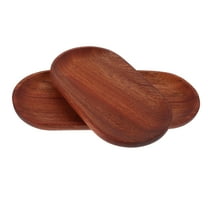 FRCOLOR 2pcs Decorative Tray Oval Wooden Tray For Coffee Table Decor Kitchen Dinning Table Entryway Small Beaded Tray For Holidays Wood Tray Brown