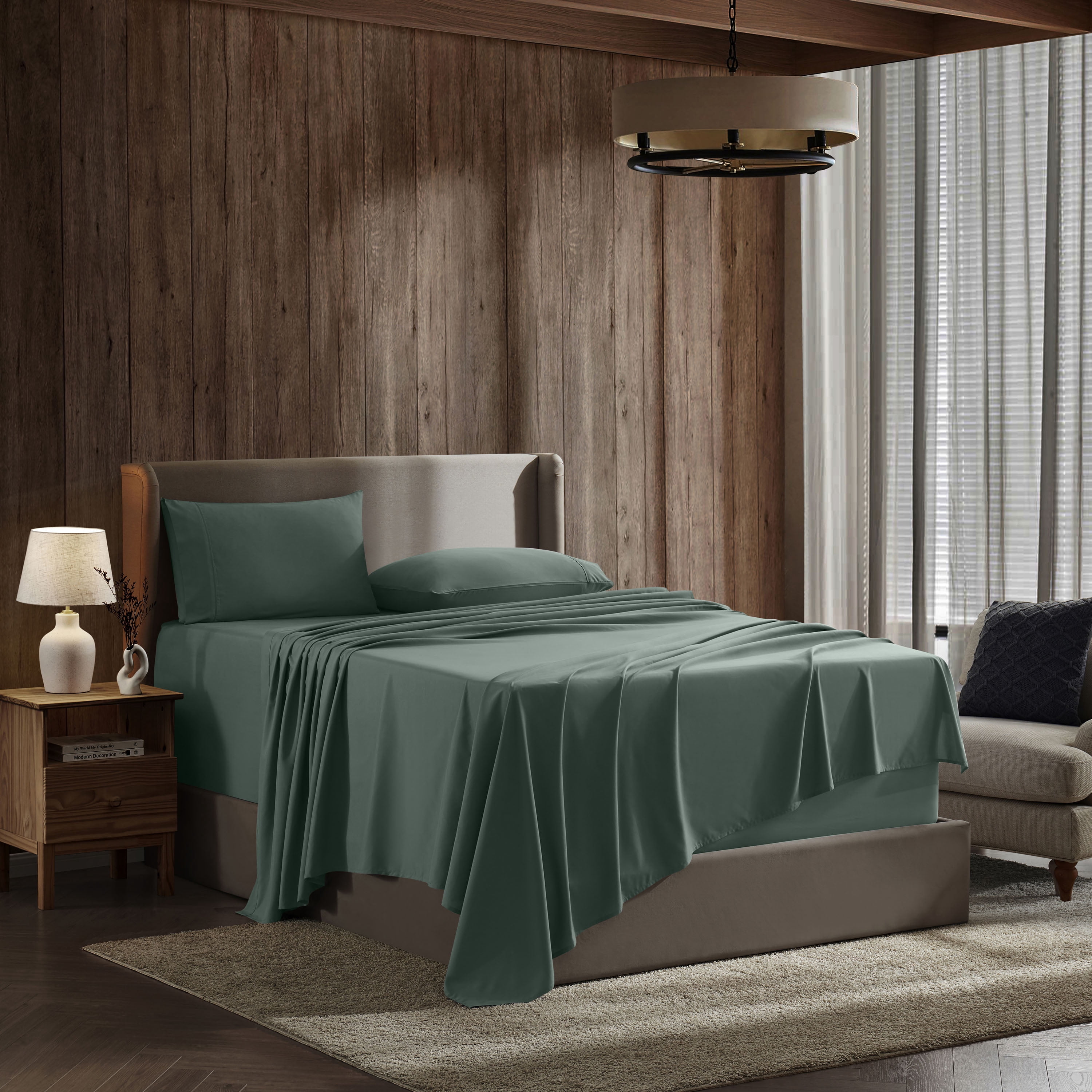 LammaLoe Extra Deep Pocket Full Sheets Set, 4 Piece, Fits 18"-24" Mattress, Breathable & Extra Soft Bed Sheets, Garden Green
