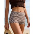 thumbnail image 4 of LMLYSoH Women's Fold Over Shorts Casual Slim Fit Stylish Striped Elastic Mid Rise Shorts, 4 of 8