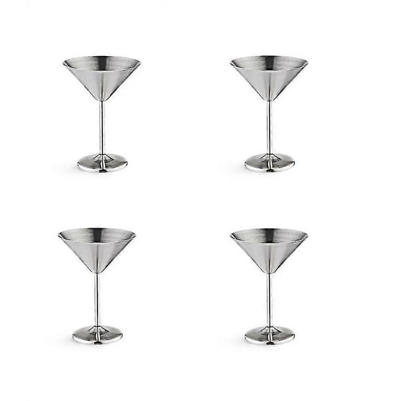 Juego de 4 copas de Martini de acero inoxidable, copas de cóctel de metal de 8 oz, irrompibles, duraderas, con espejo