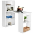 thumbnail image 1 of Giantex Computer Desk w/Bookcase, 48" Modern Compact Writing Desk, Reversible Study Workstation for Home, Office & Dorm, Easy Assembly, White, 1 of 10