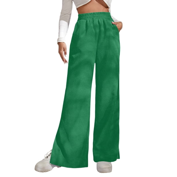 Gibobby pantalones de maternidad mujer Pantalones de mujer Pantalones casuales cómodos Pantalones casuales de talle de moda Pantalones de pana (Verde, L)