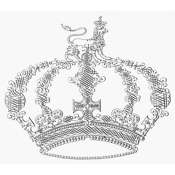 Calligraphy Crown. /Ncrown Of Ii, King Of England. Austrian