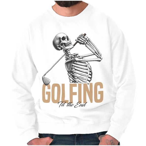 Funny Skeleton Golfing Til The End Men's Crewneck Sweatshirt Brisco Brands S