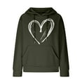thumbnail image 3 of Graphic Hoodies for Women Fashion Waffle Heart Print Pullover Sweatshirts Long Sleeve Fall Loose Casual Tops with Pocket(Army Green XXL), 3 of 4